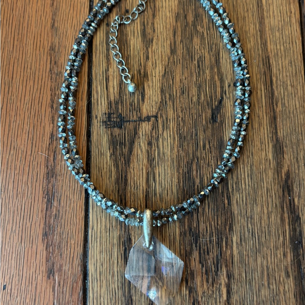 Chico's Silver and Crystal Beaded Necklace